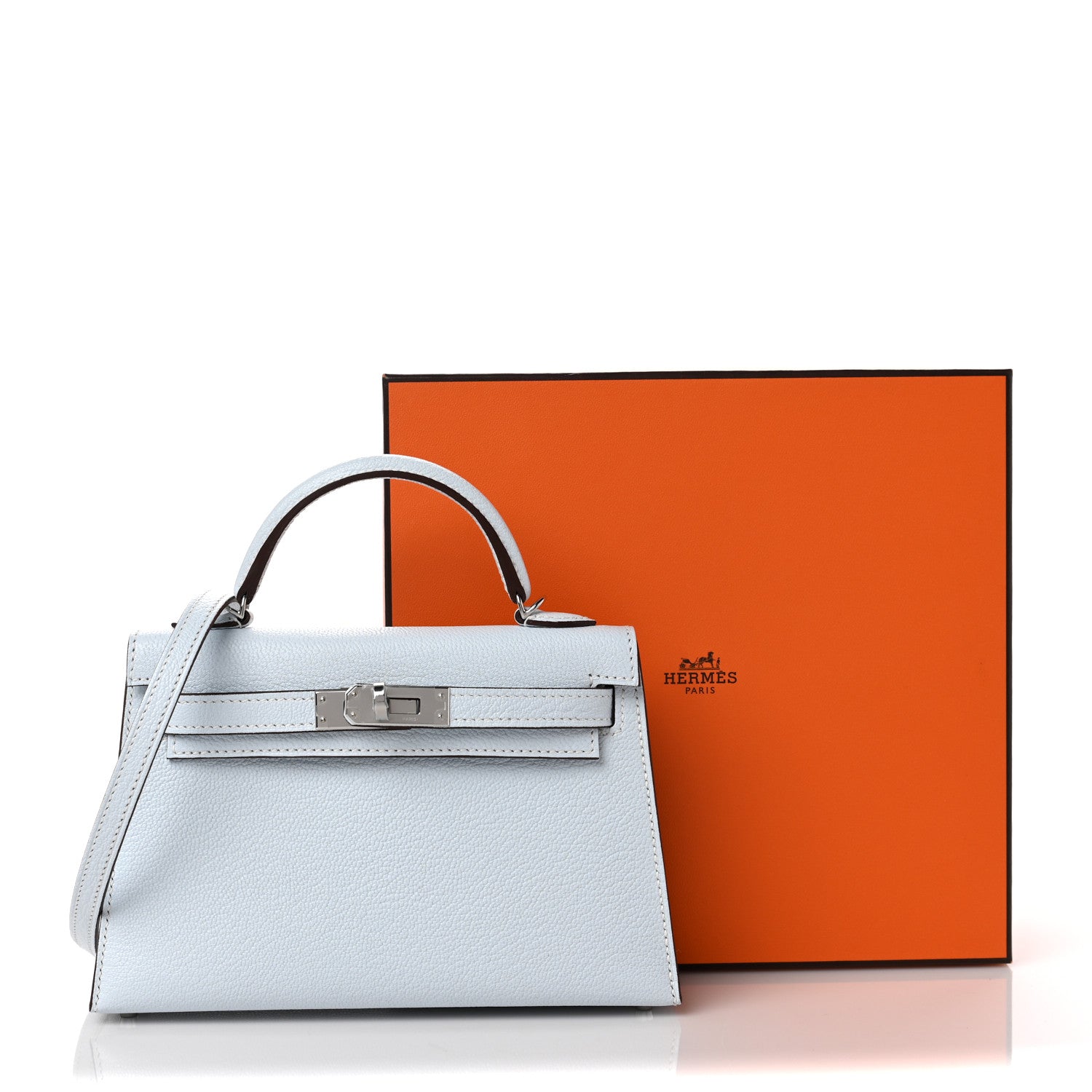 Hermes Chevre Mysore Mini Kelly Sellier 20 Bleu Brume 8 of 8