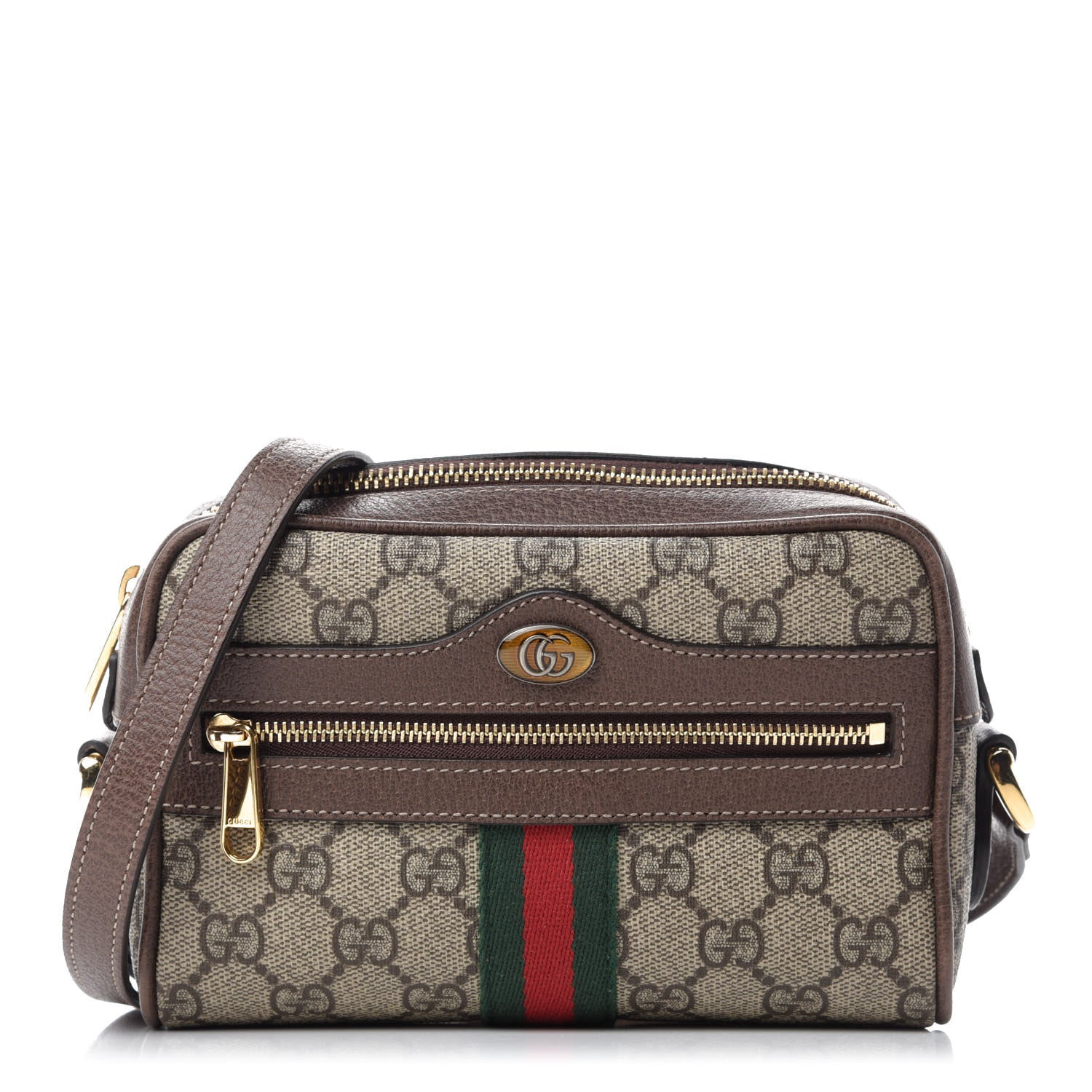 Gucci GG Supreme Monogram Web Mini Ophidia Shoulder Bag Brown 1 of 13