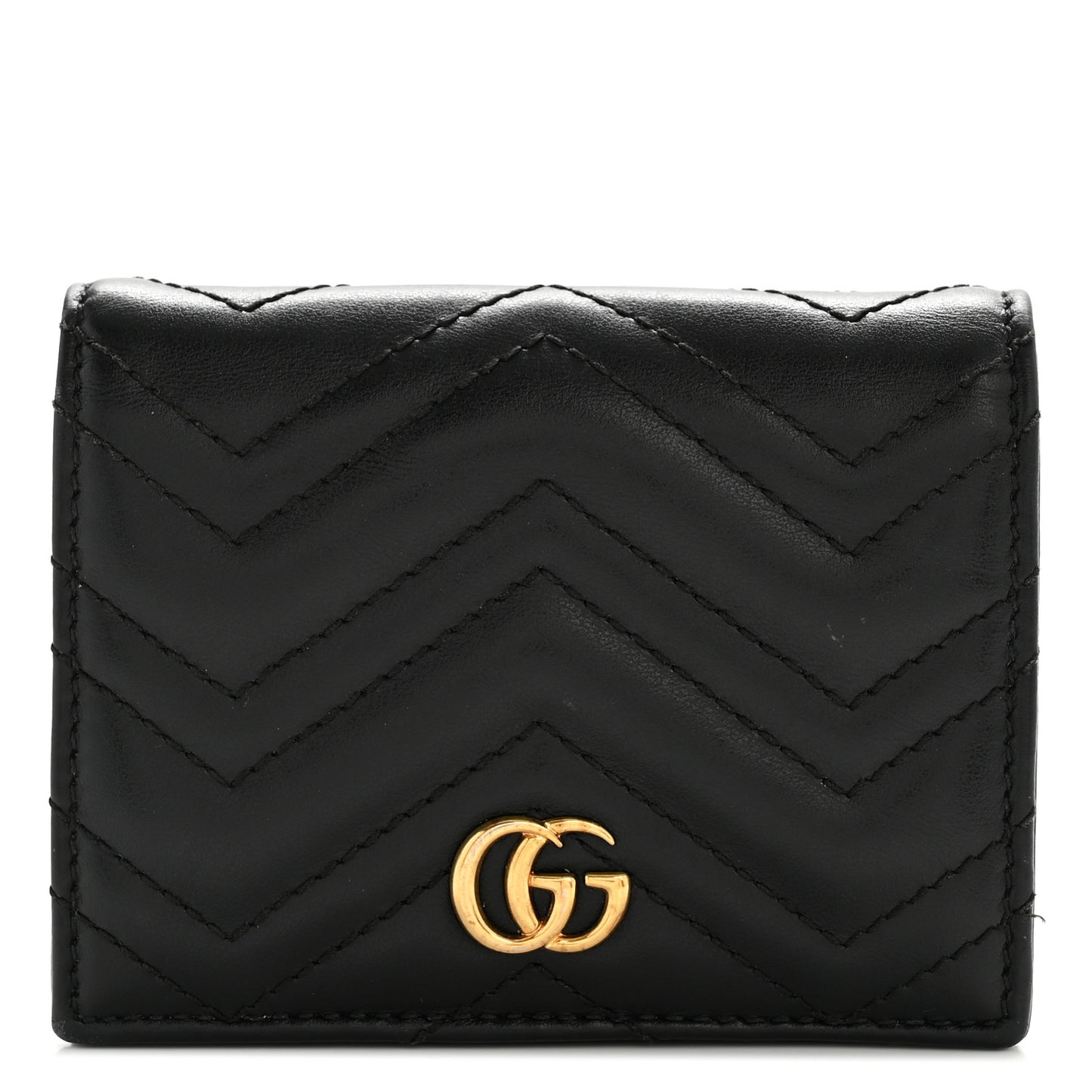 Calfskin Matelasse GG Marmont Card Case Wallet Black