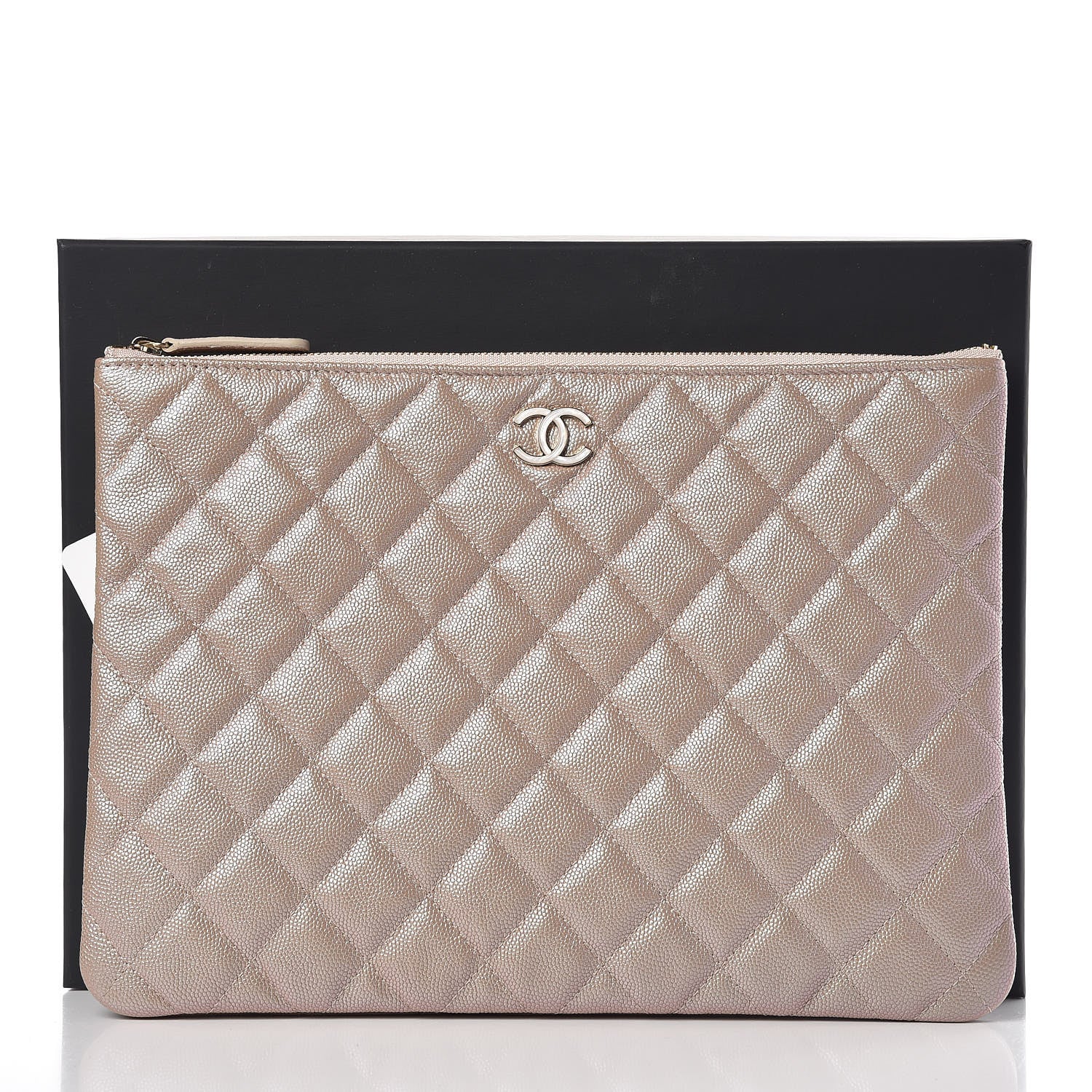 Chanel Iridescent Caviar Quilted Medium Cosmetic Case Beige 8 of 8