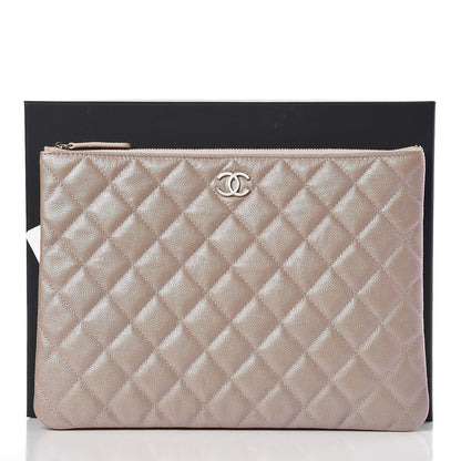 Chanel Iridescent Caviar Quilted Medium Cosmetic Case Beige 8 of 8