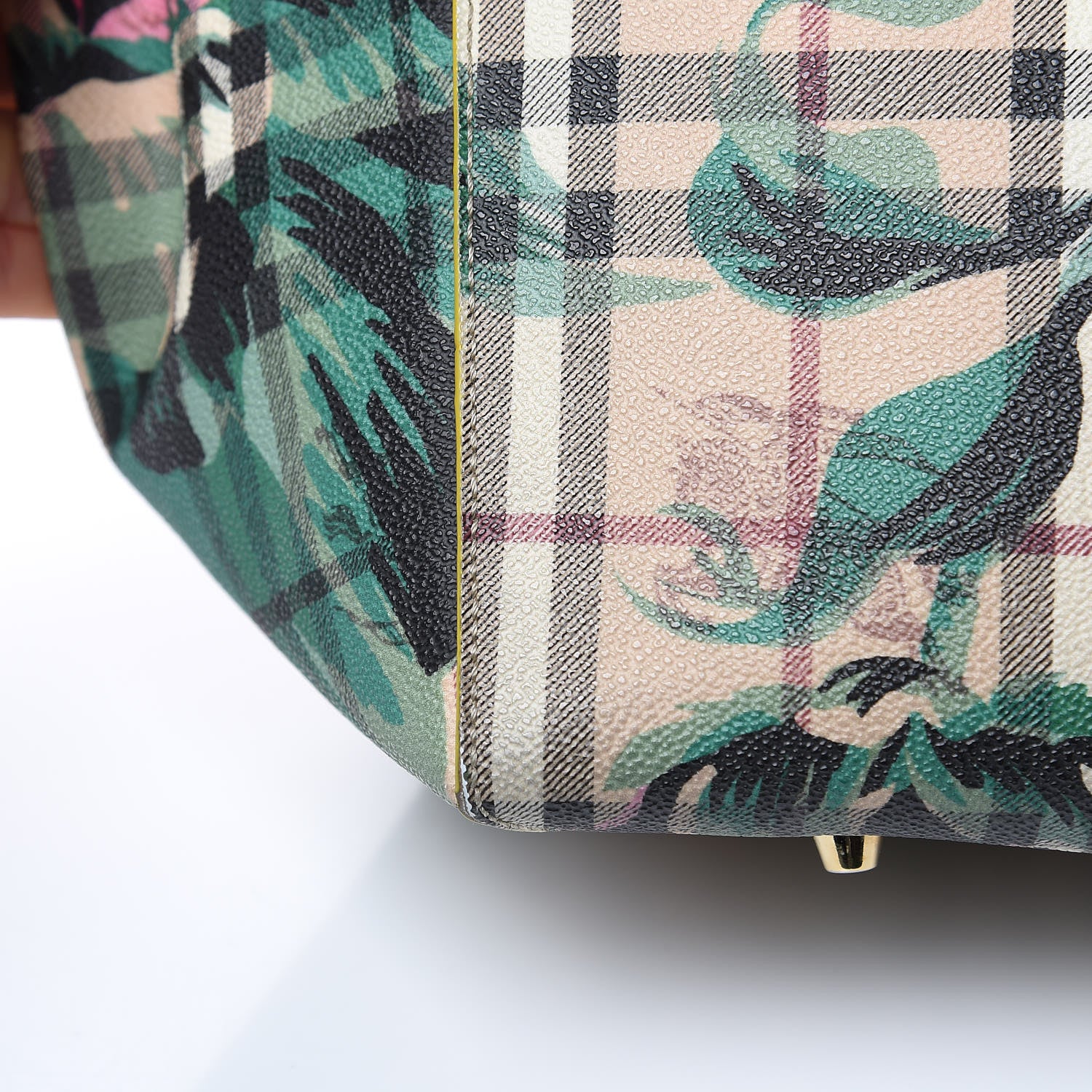 Burberry Haymarket Check Small Peony Rose Tote Larch Yellow 13 of 16