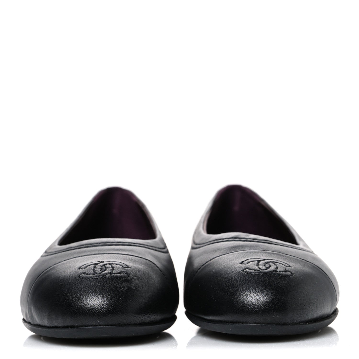 Chanel Lambskin Cap Toe CC Uniform Ballerina Flats 36.5 Black 3 of 10