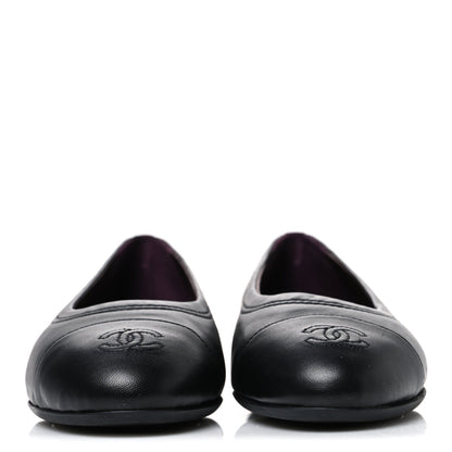 Chanel Lambskin Cap Toe CC Uniform Ballerina Flats 36.5 Black 3 of 10