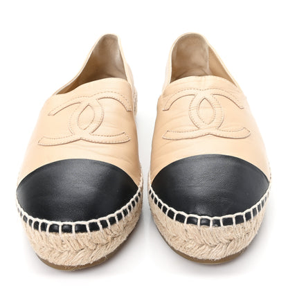 Chanel Lambskin CC Espadrilles 40 Beige Black 3 of 10