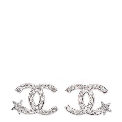 Chanel Crystal CC Starfall Earrings Silver 1 of 5