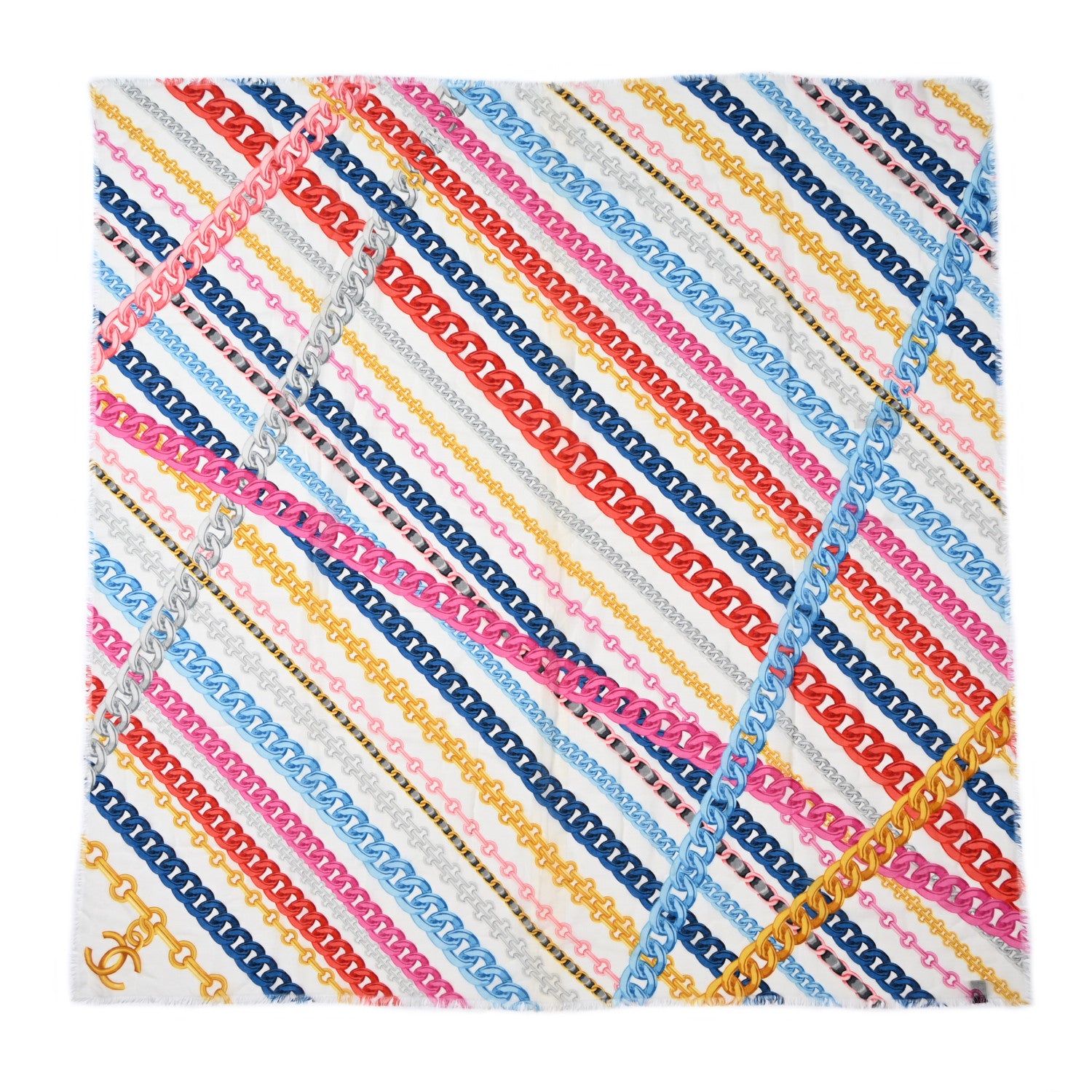 Chanel Cashmere CC Chain Scarf Shawl Ivory Multicolor 1 of 3