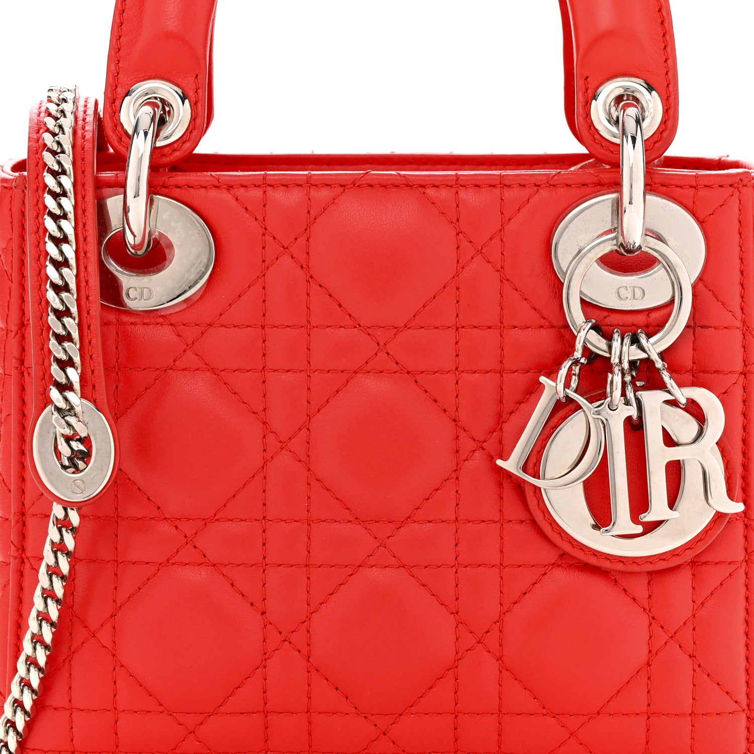 Christian Dior Lambskin Cannage Mini Lady Dior Red 8 of 13