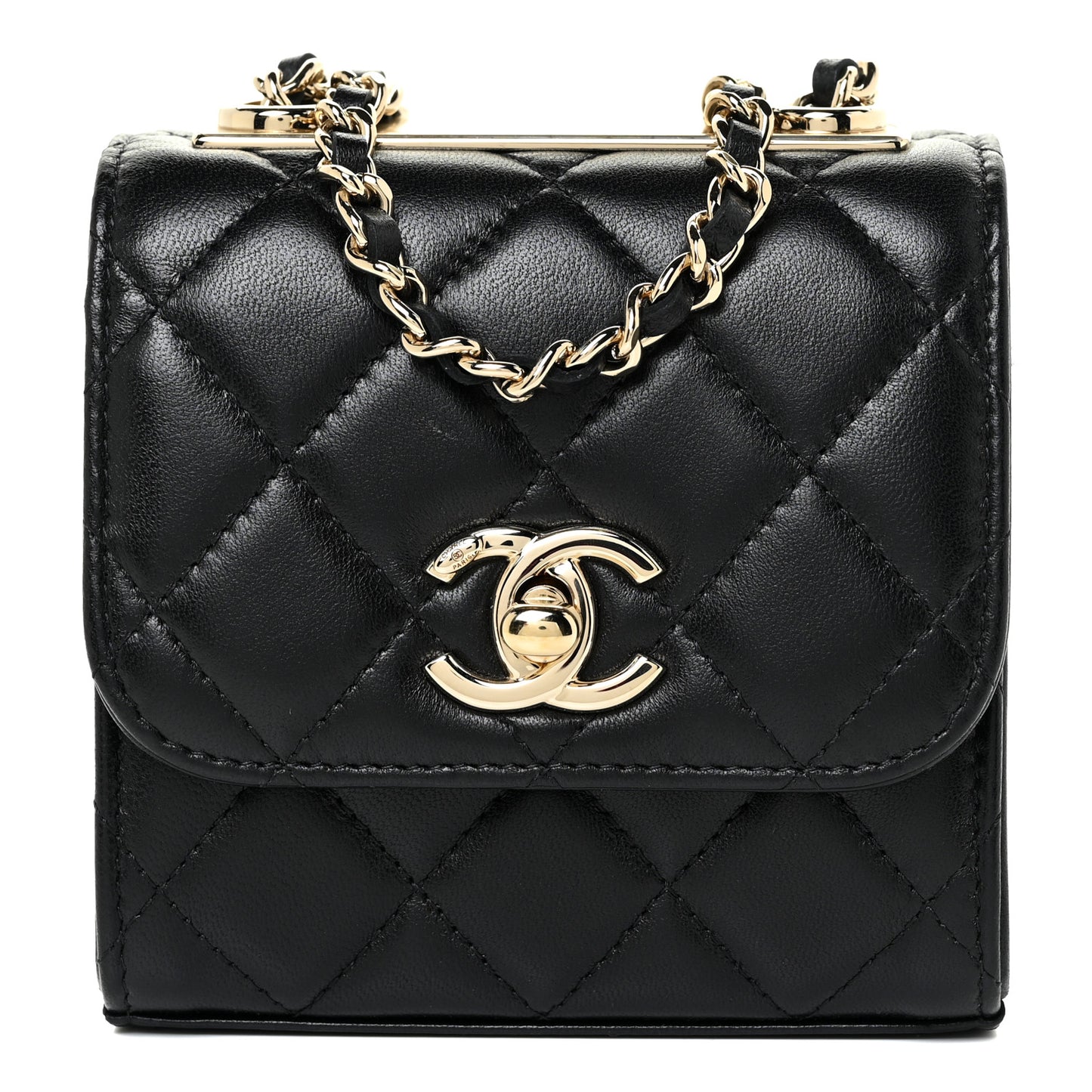 Lambskin Quilted Mini Trendy CC Chain Wallet Black