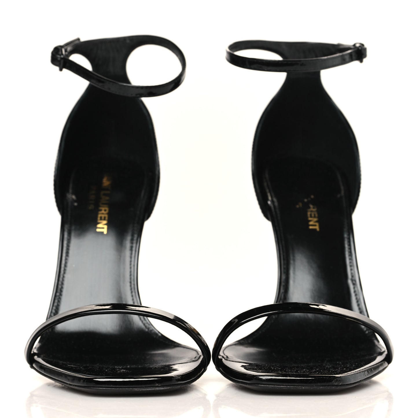 Patent Calfskin Opyum 110 Sandals 37.5 Black Gold