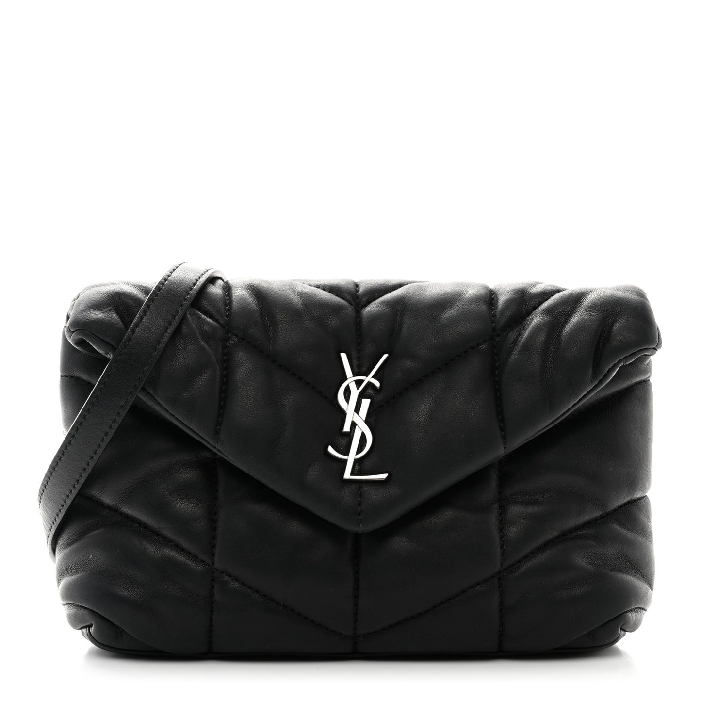 Lambskin Quilted Toy Loulou Puffer Monogram Chain Satchel Black