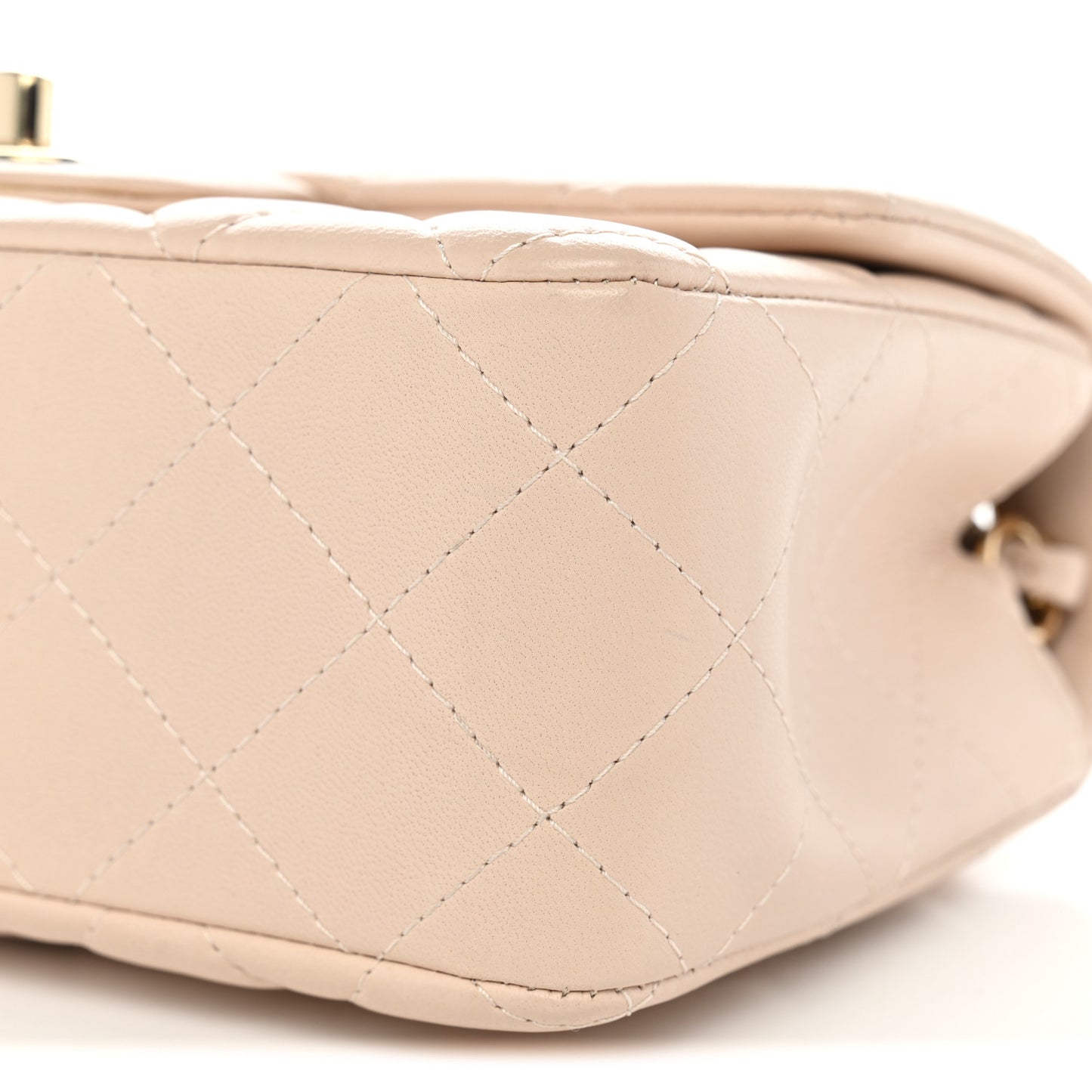 Lambskin Quilted Mini Rectangular Flap Light Beige
