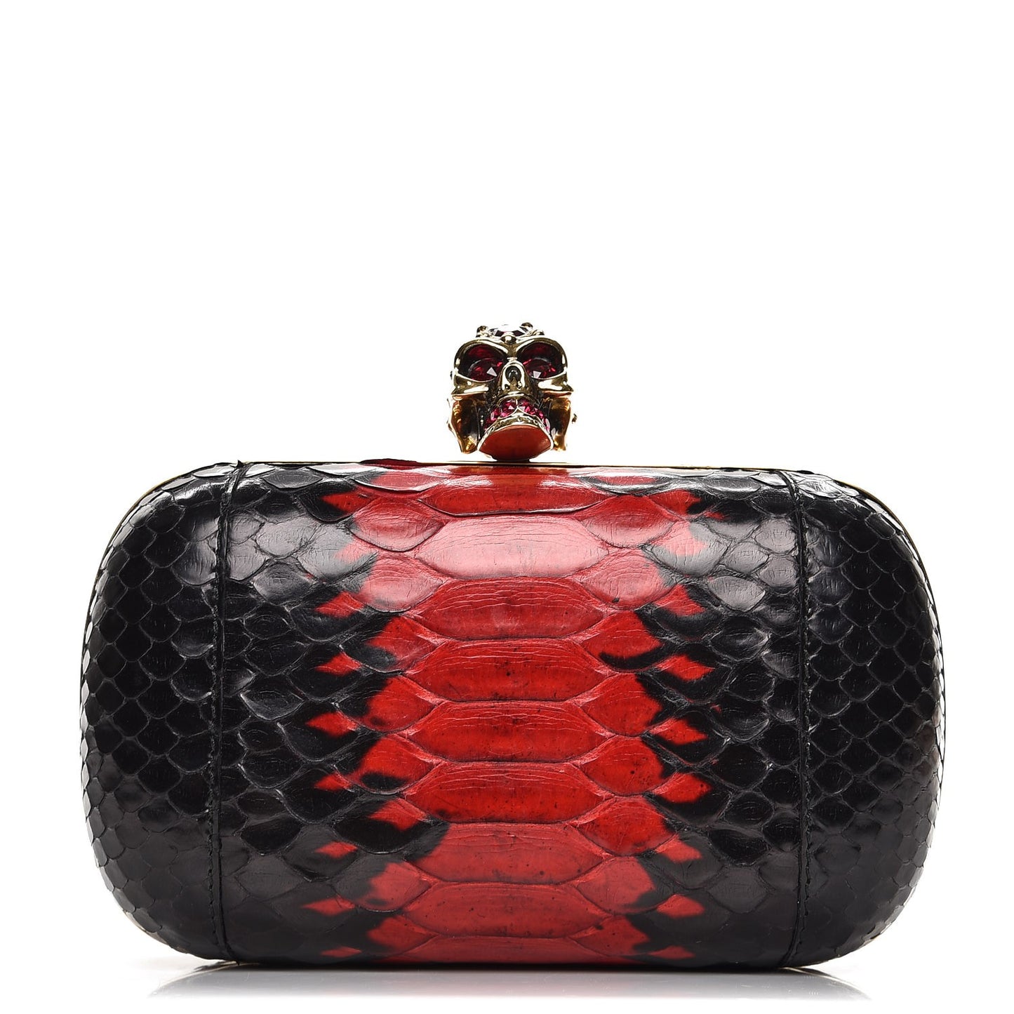 Python Skull Box Clutch Red Black