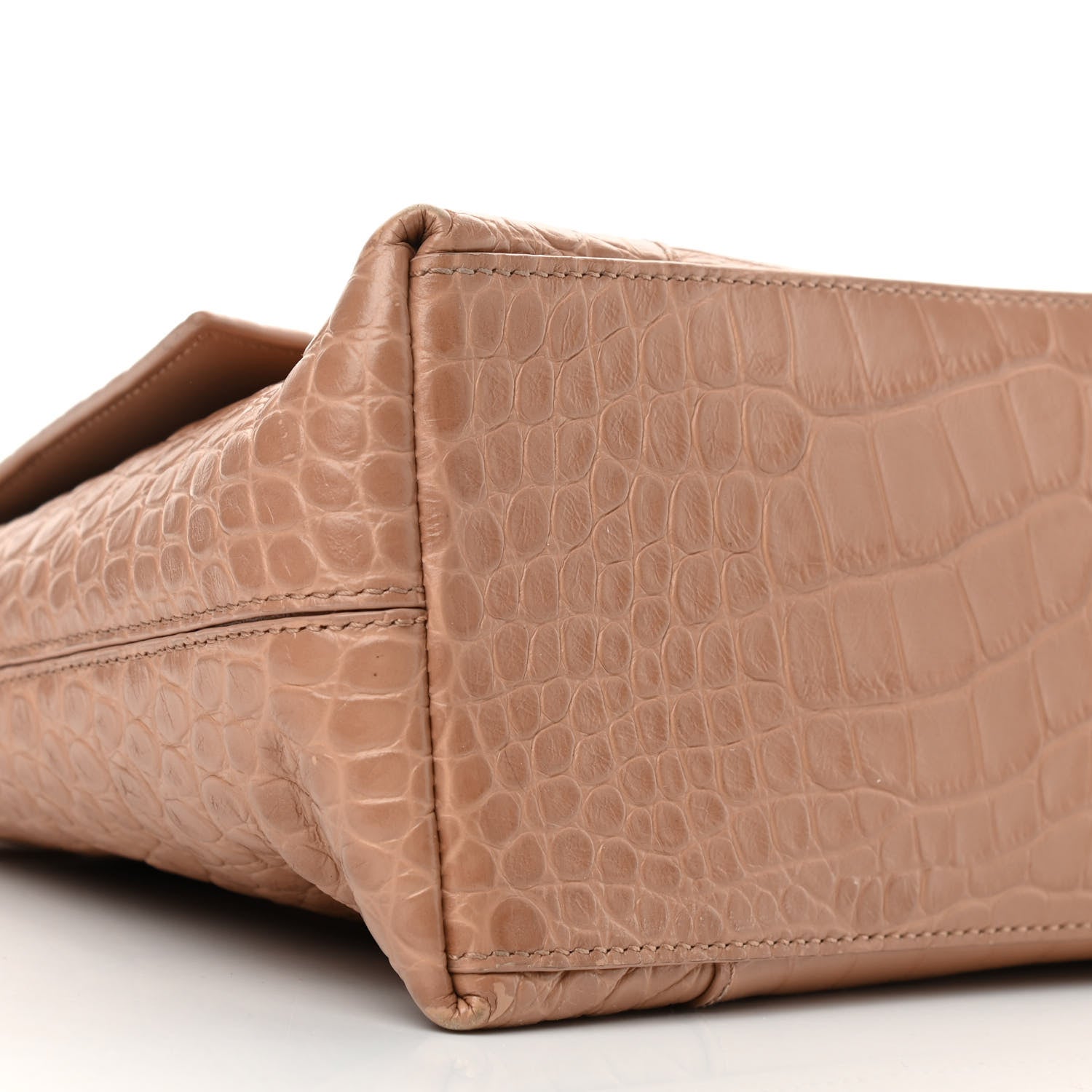 Balenciaga Extra Supple Calfskin Crocodile Embossed Small Downtown Shoulder Bag Nude Beige 9 of 10