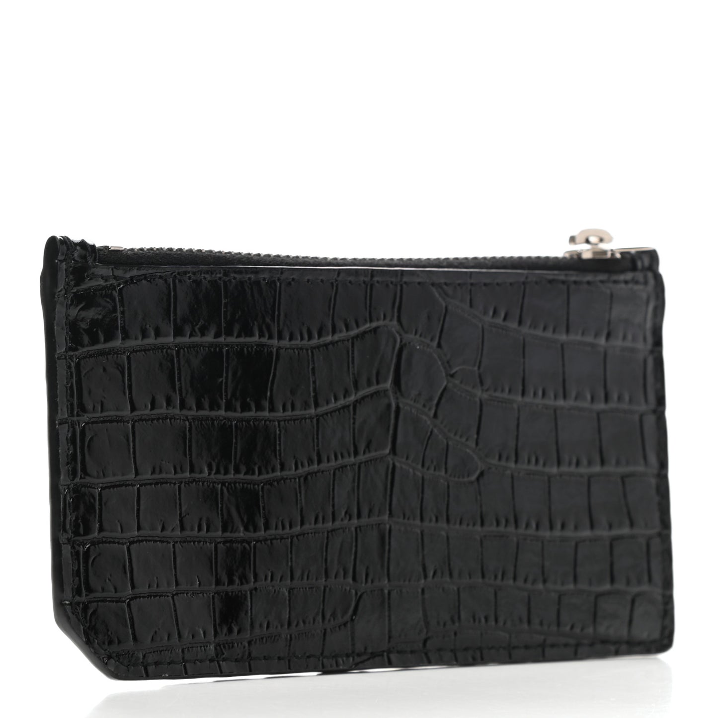 Calfskin Crocodile Embossed 5 Fragments Zip Pouch Card Holder