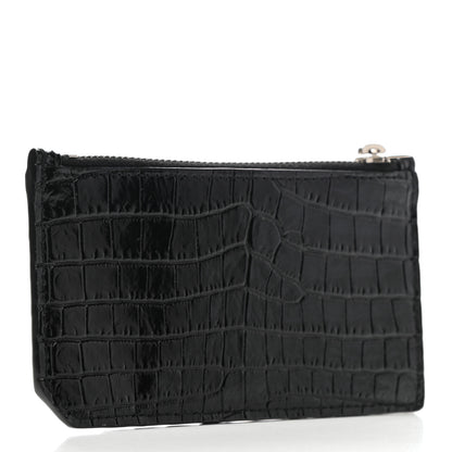 Saint Laurent Calfskin Crocodile Embossed 5 Fragments Zip Pouch Card Holder 3 of 8