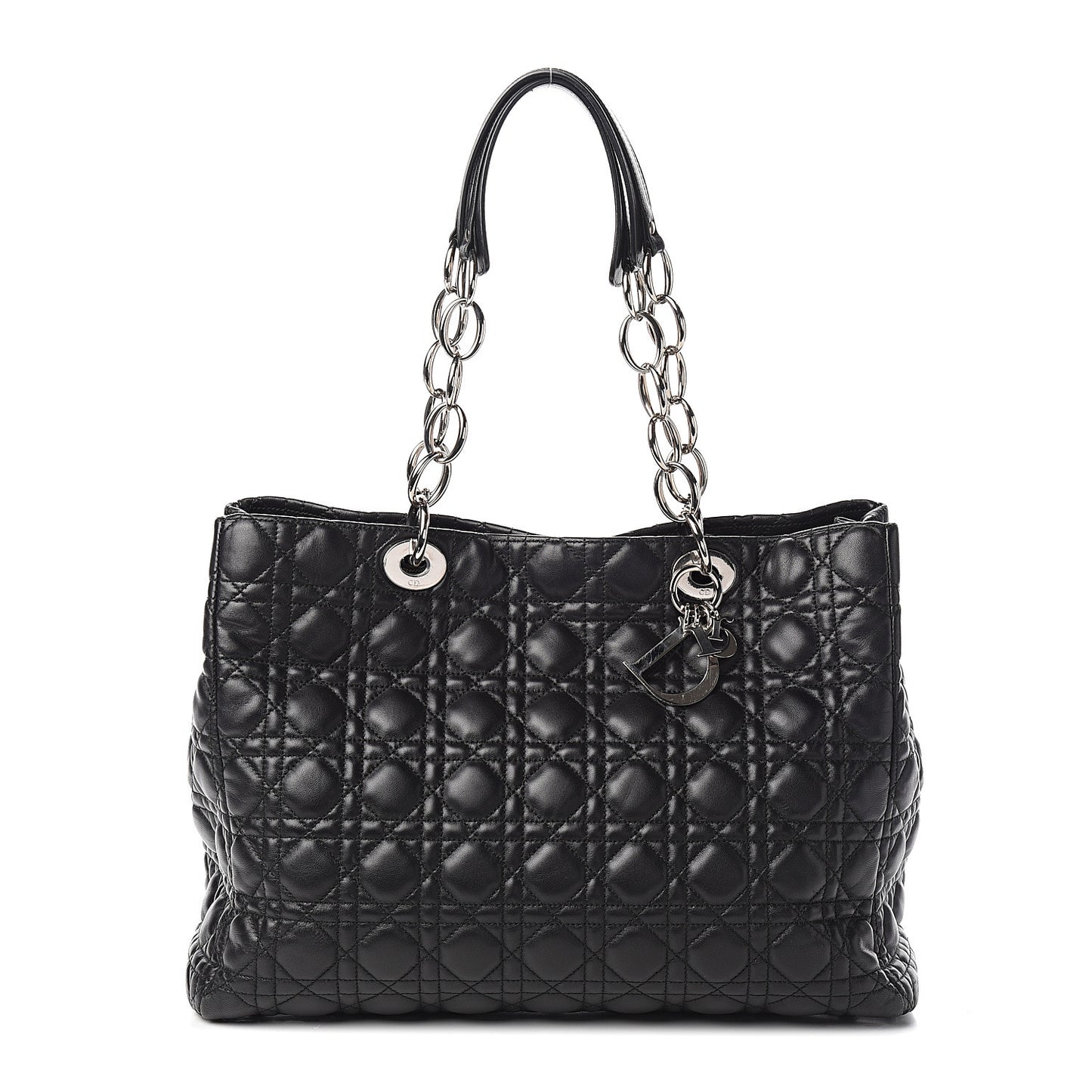 Lambskin Cannage Medium Dior Soft Shopping Tote Black