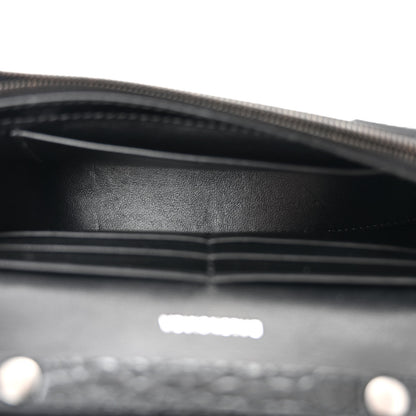 Balenciaga Shiny Calfskin Monochrome Crocodile Embossed Hourglass Chain Bag Black 5 of 9