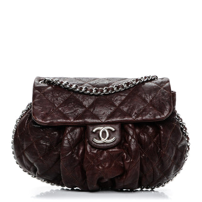 Chanel Crumpled Lambskin Quilted Medium Chain Around Flap Dark Brown 1 of 10