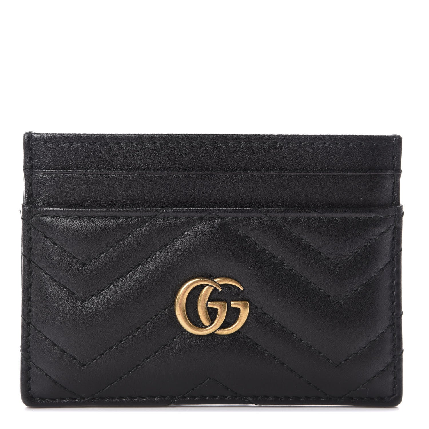 Gucci Calfskin Matelasse GG Marmont Card Holder Black 1 of 6