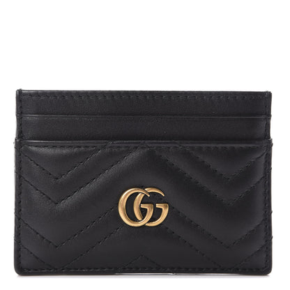 Gucci Calfskin Matelasse GG Marmont Card Holder Black 1 of 6