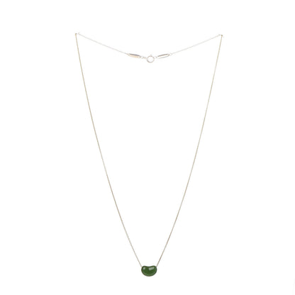 Tiffany 18K Yellow Gold Green Jade 9mm Elsa Peretti Bean Pendant Necklace 3 of 9