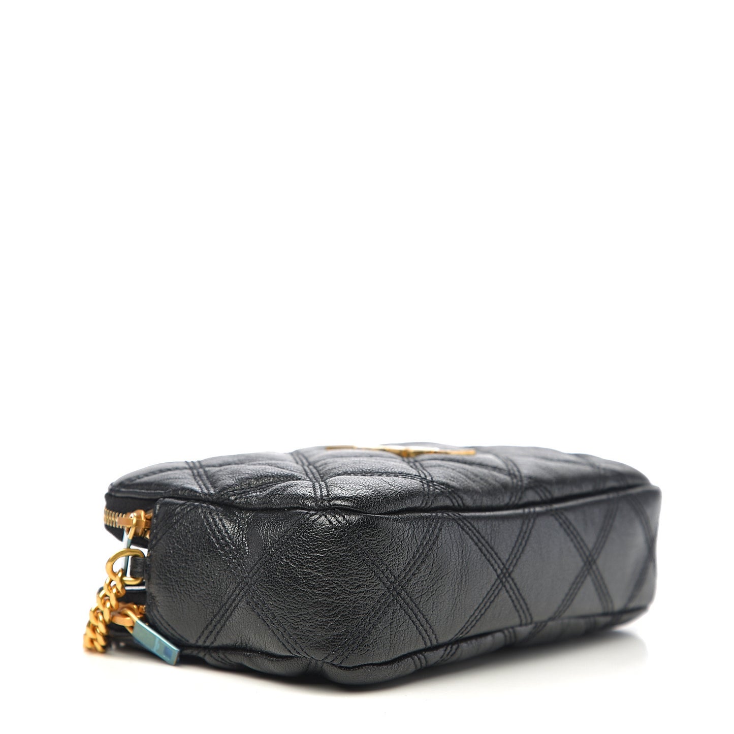 Grained Lambskin Quilted Mini Becky Double Zip Bag Black