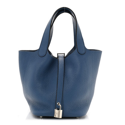 Hermes Taurillon Clemence Picotin Lock 18 PM Bleu Agate 1 of 10
