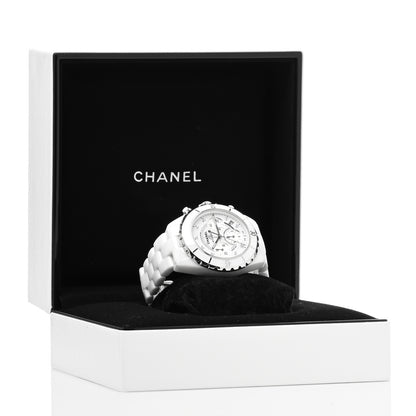 Chanel Stainless Steel Ceramic Diamond 41mm J12 Chronograph Automatic Watch White 5 of 5