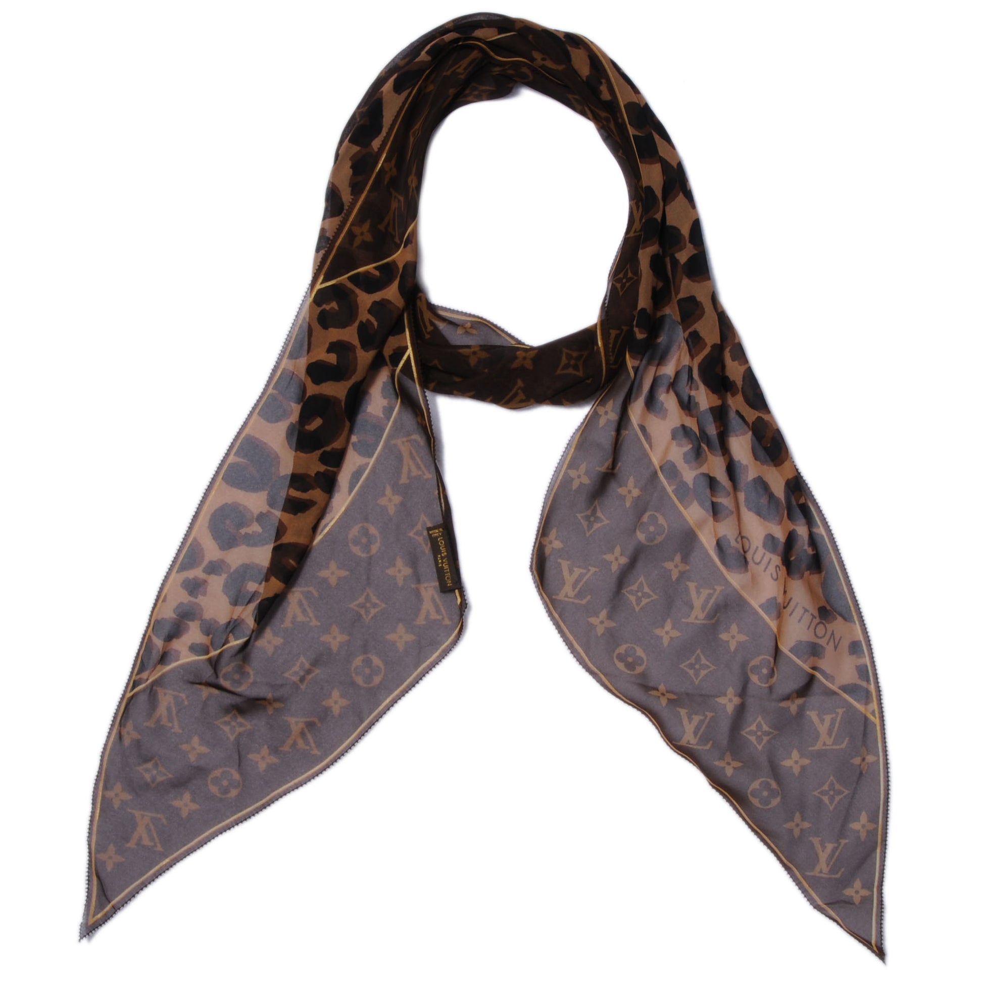 Louis Vuitton Silk Leopard and Monogram Scarf 1 of 5