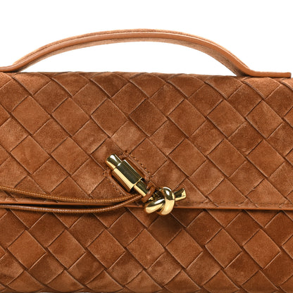 Bottega Veneta Suede Intrecciato Long Andiamo Top Handle Clutch Amber 8 of 8