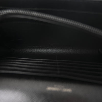 Saint Laurent Grain De Poudre Matelasse Chevron Monogram Monochrome Chain Wallet Black 5 of 11
