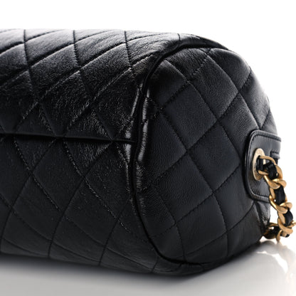 Chanel Shiny Lambskin Quilted Fashion Therapy Bowling Bag Black 9 of 12