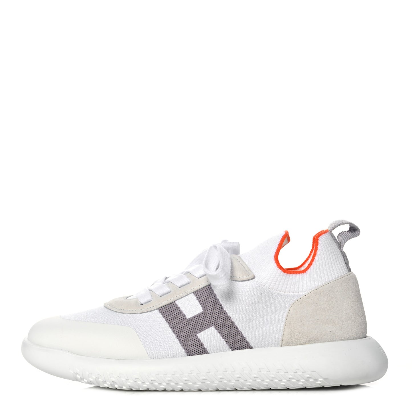 Knit Suede Goatskin Crew Sneakers 41 White Gris
