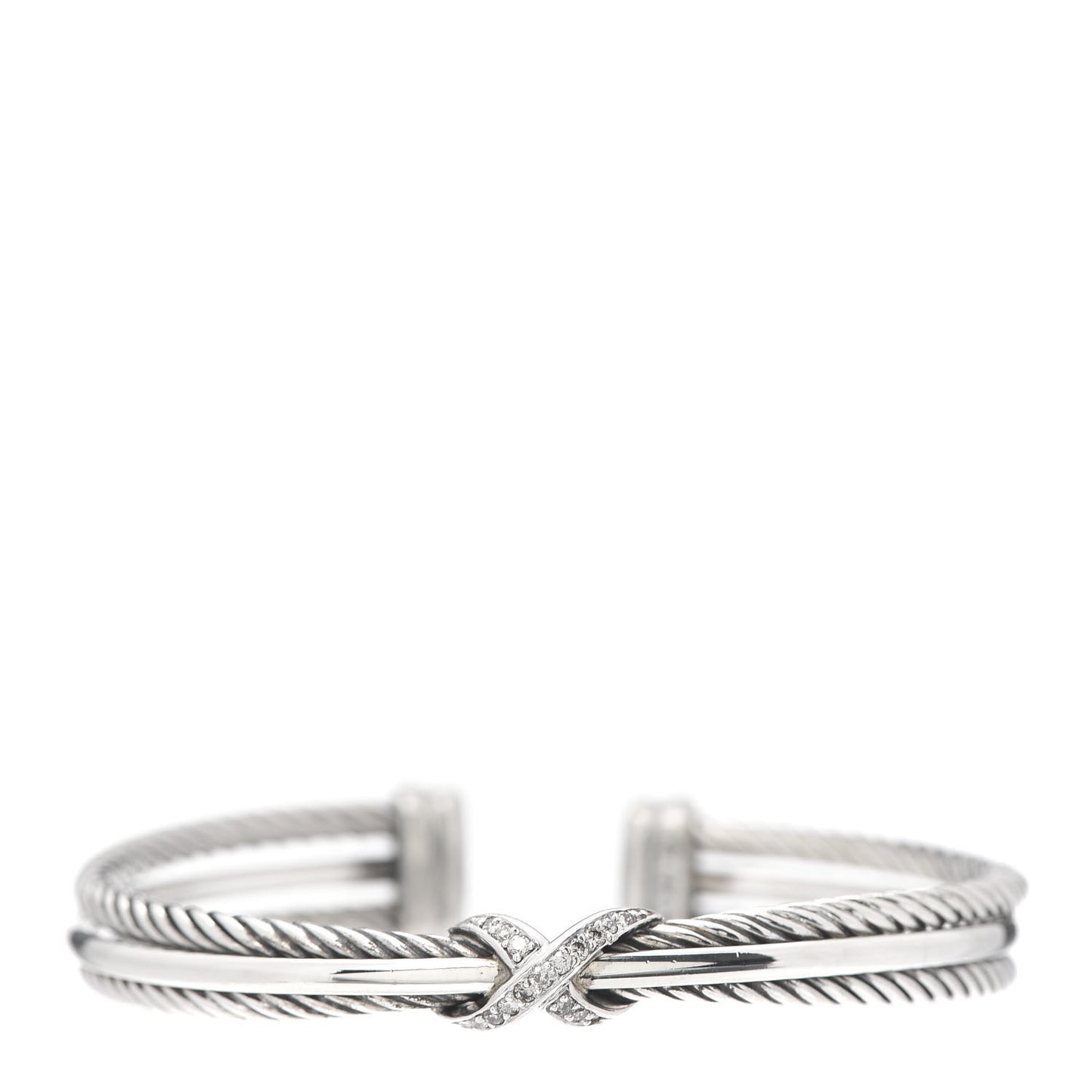 Sterling Silver Diamond 7mm Crossover X Bracelet
