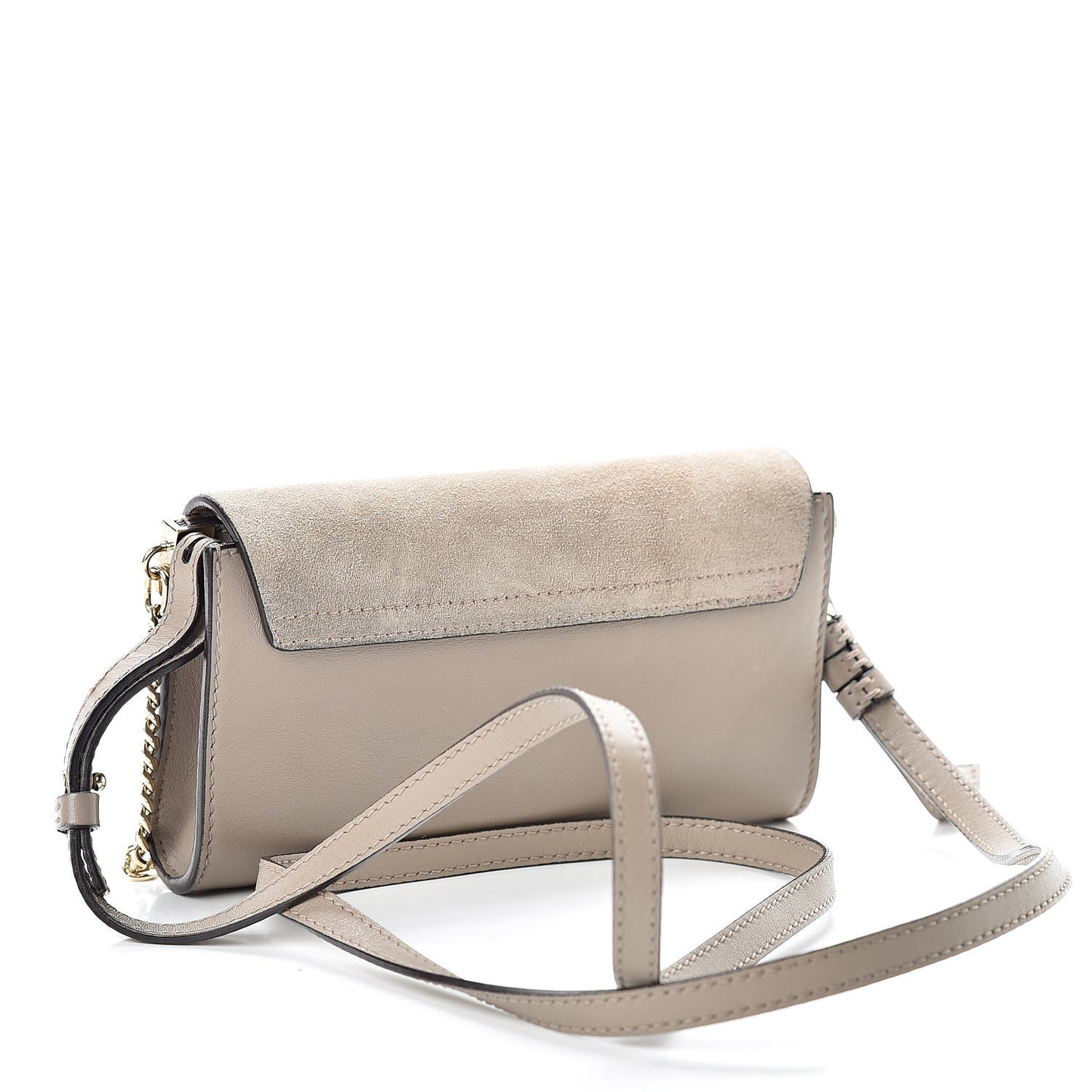 Suede Calfskin Mini Faye Shoulder Bag Motty Grey