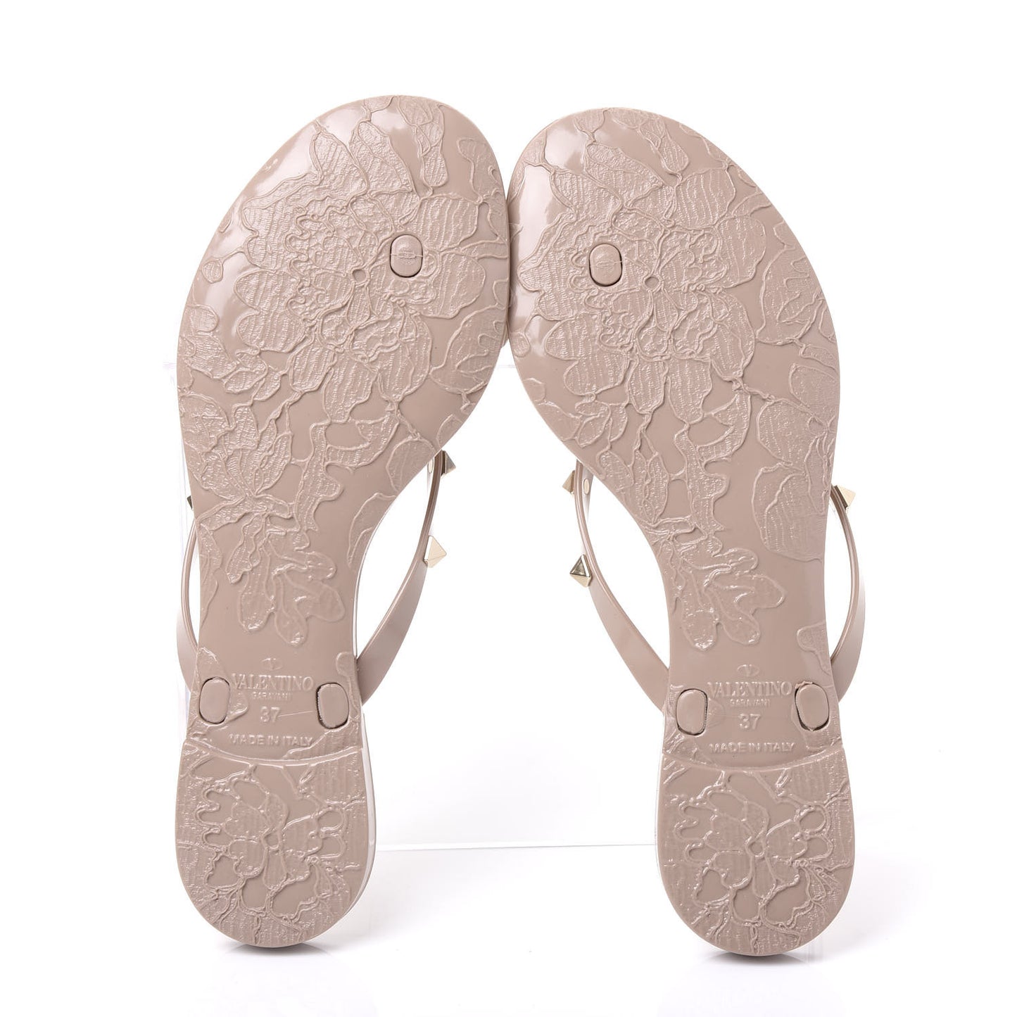 PVC Jelly Rockstud Bow Thong Sandals 37 Poudre