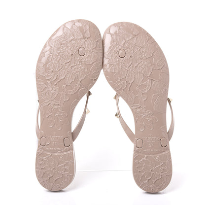 Valentino Garavani PVC Jelly Rockstud Bow Thong Sandals 37 Poudre 5 of 7