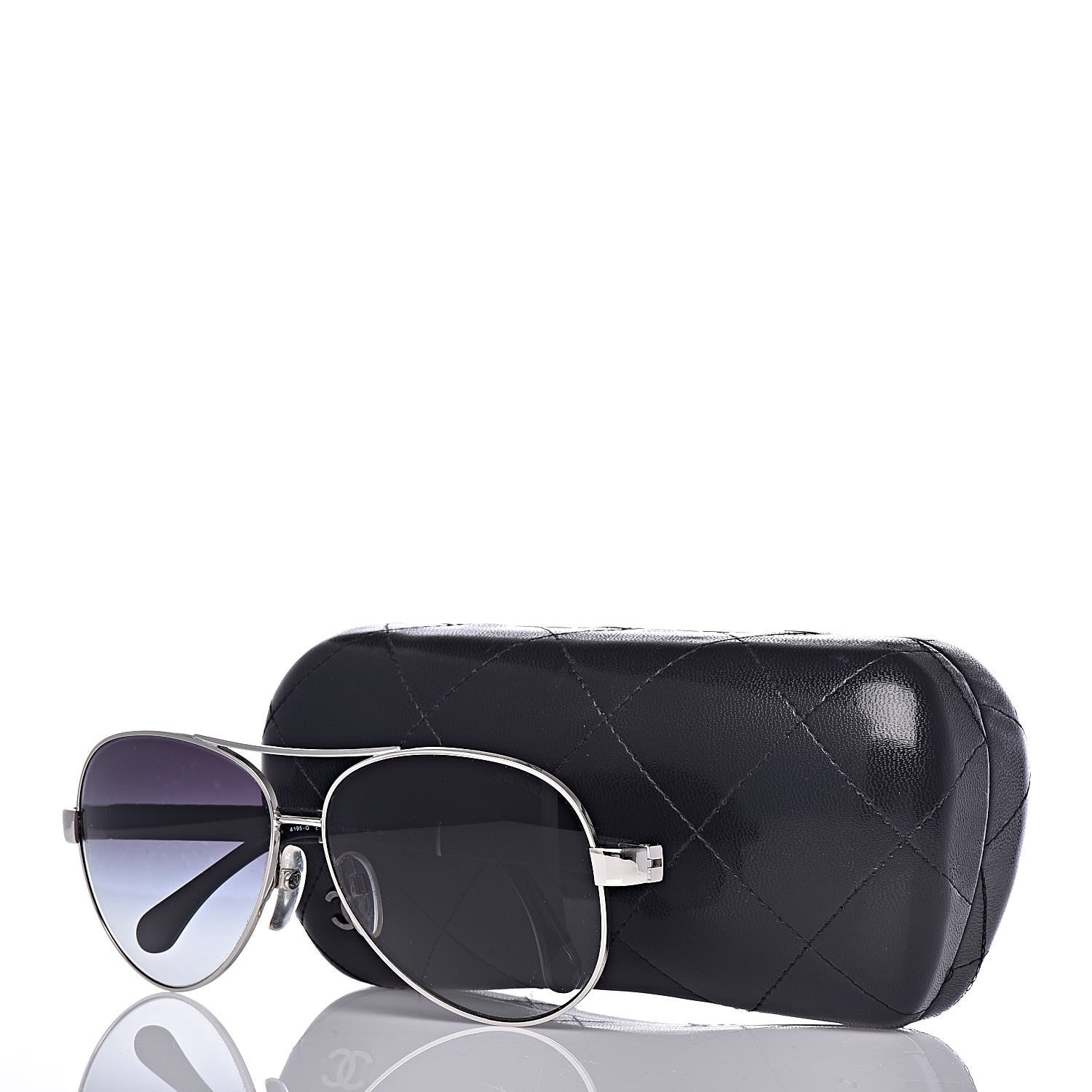 Chanel Lambskin Quilted CC Aviator Sunglasses 4195-Q Black 7 of 7