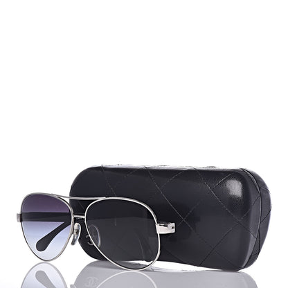 Chanel Lambskin Quilted CC Aviator Sunglasses 4195-Q Black 7 of 7