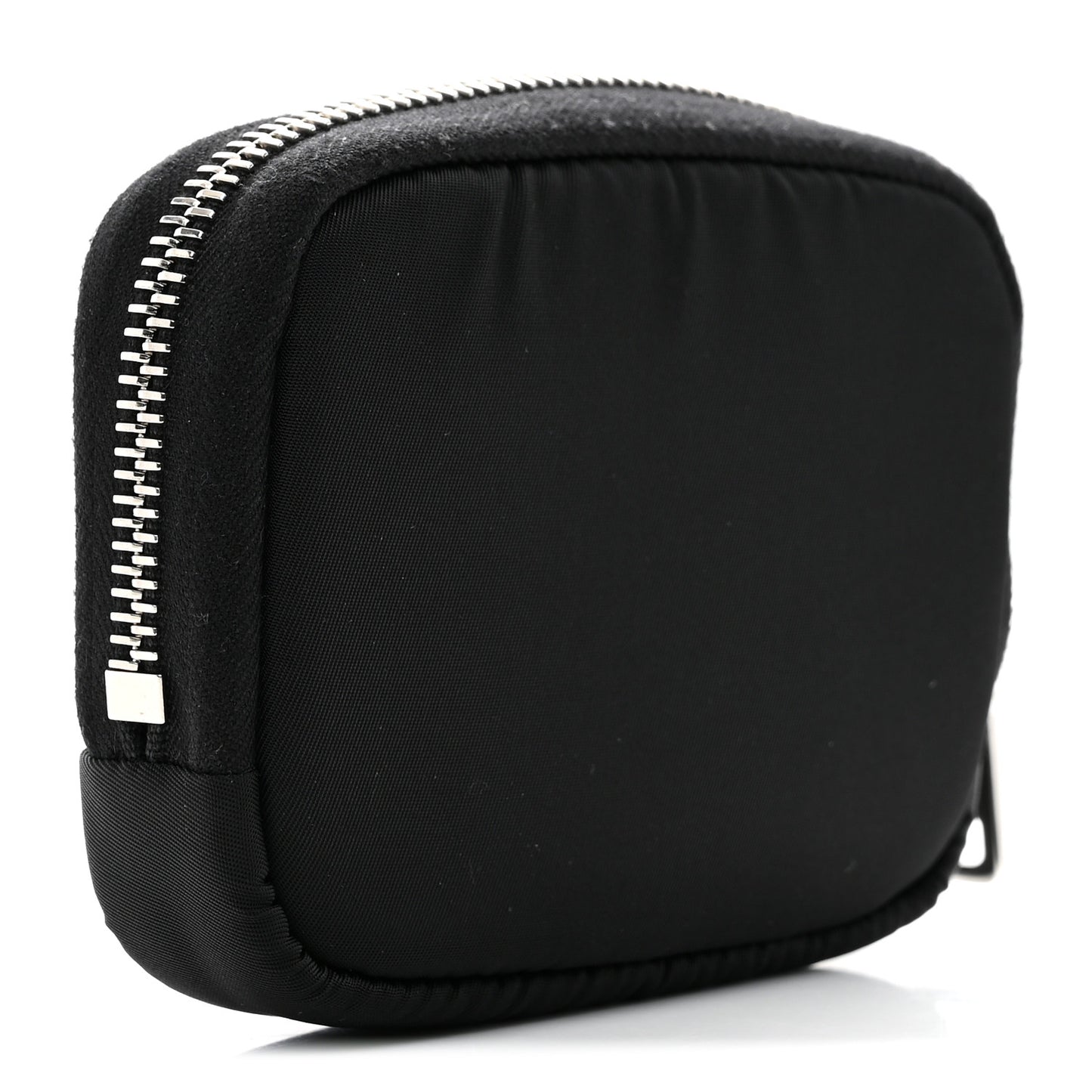 Tessuto Nylon Compact Zip Around Coin Pouch Black