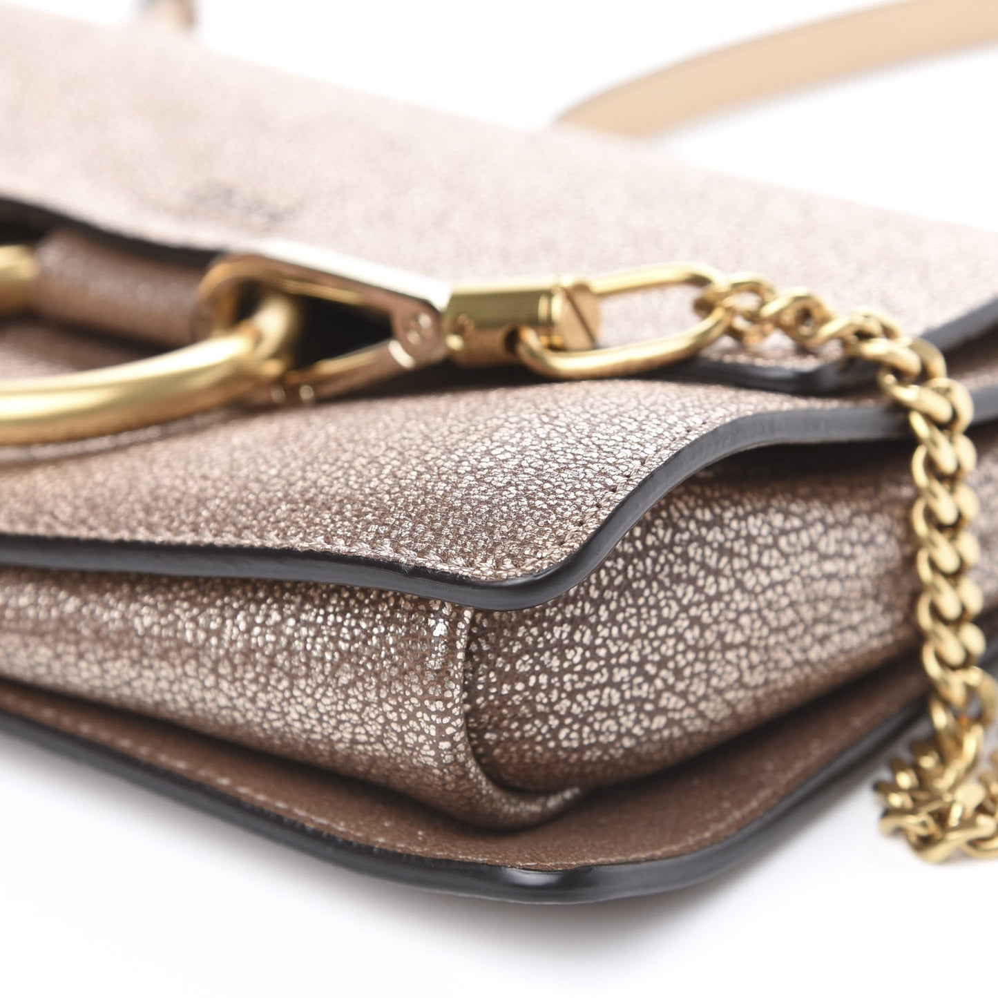 Metallic Goatskin Small Faye Shoulder Bag Gold