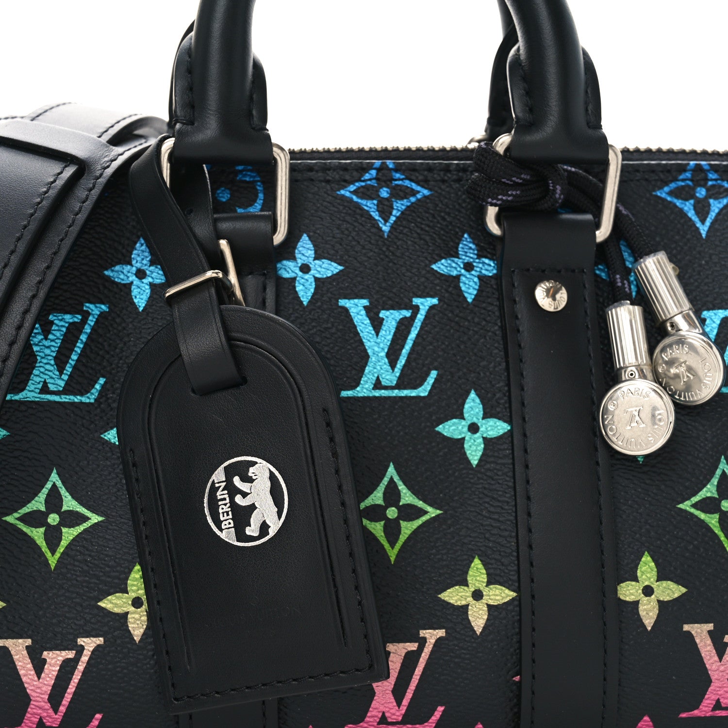 Louis Vuitton Monogram Iridescent Keepall Bandouliere 25 Black 8 of 10
