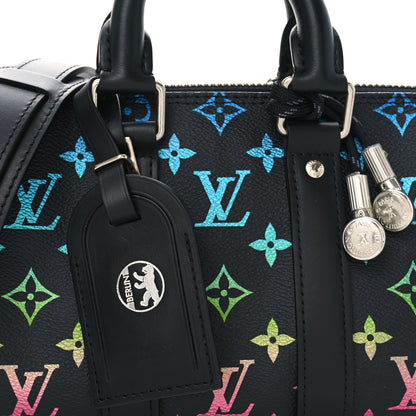 Louis Vuitton Monogram Iridescent Keepall Bandouliere 25 Black 8 of 10