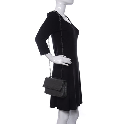 Bottega Veneta Nappa Intrecciato Baby Olimpia Shoulder Bag Steel 2 of 13