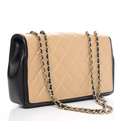 Chanel Calfskin Quilted Medium Graphic Flap Beige Black 3 of 11