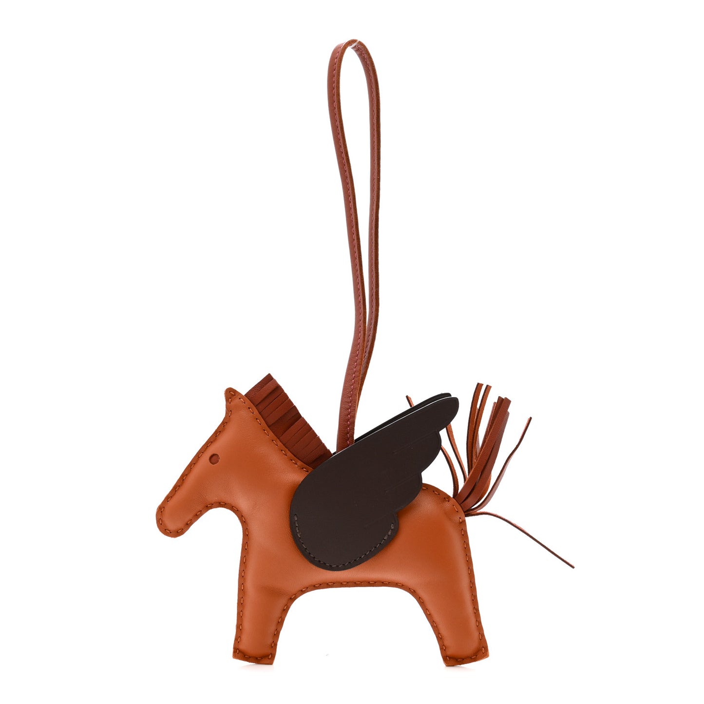 Milo Lambskin Grigri Rodeo Pegase Horse Bag Charm MM Pain D'epice Sienne Moka