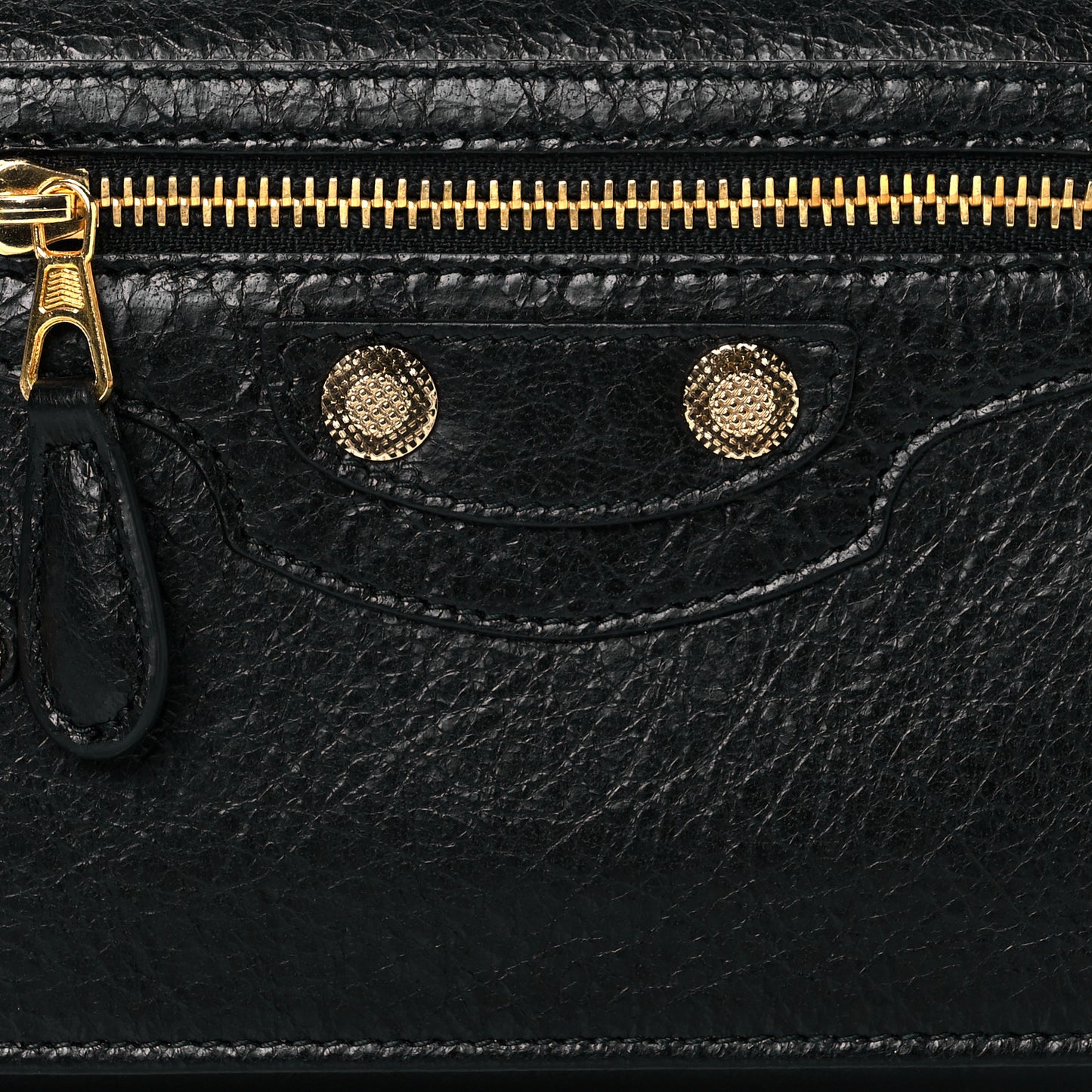 Agneau Giant 12 Gold Hardware Money Wallet Black