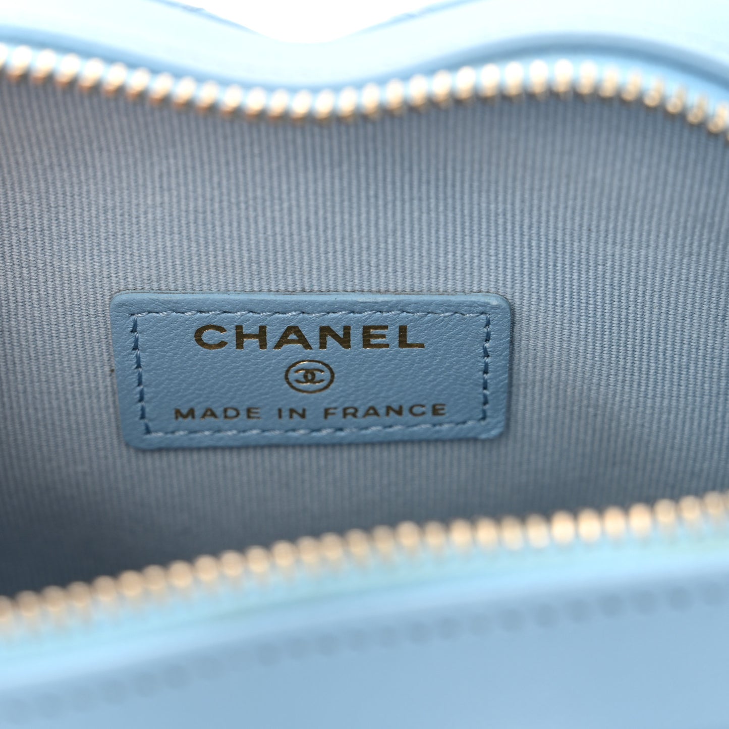 Lambskin Quilted CC In Love Heart Clutch With Chain Light Blue