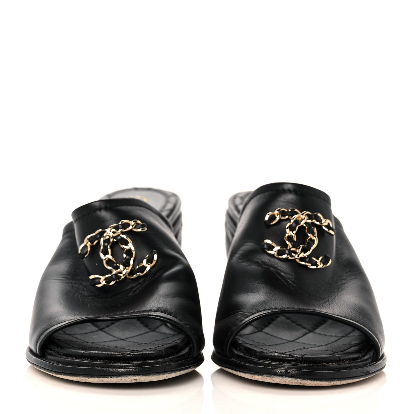Lambskin Quilted CC Chain Mules 37 Black